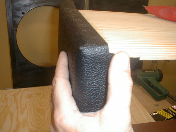 Cut from the start of the rounding (outside) down to the inner angle.